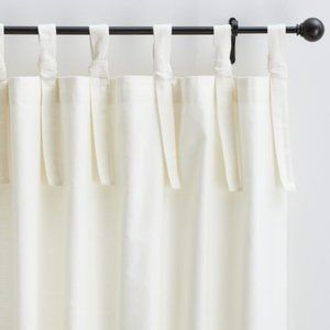 Textured Cotton Tie-Top Curtain, 50 x 96", Ivory